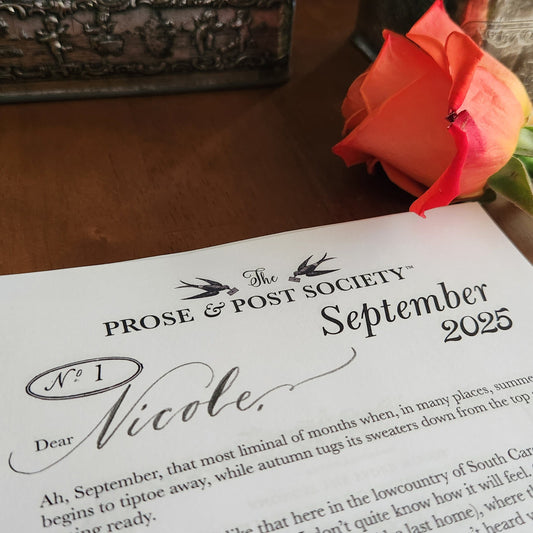 The Prose & Post Society monthly mail club letter for September 2025