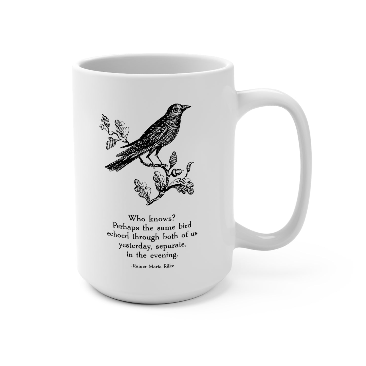 The Same Bird Mug – Rilke Quote with Vintage Bird Illustration