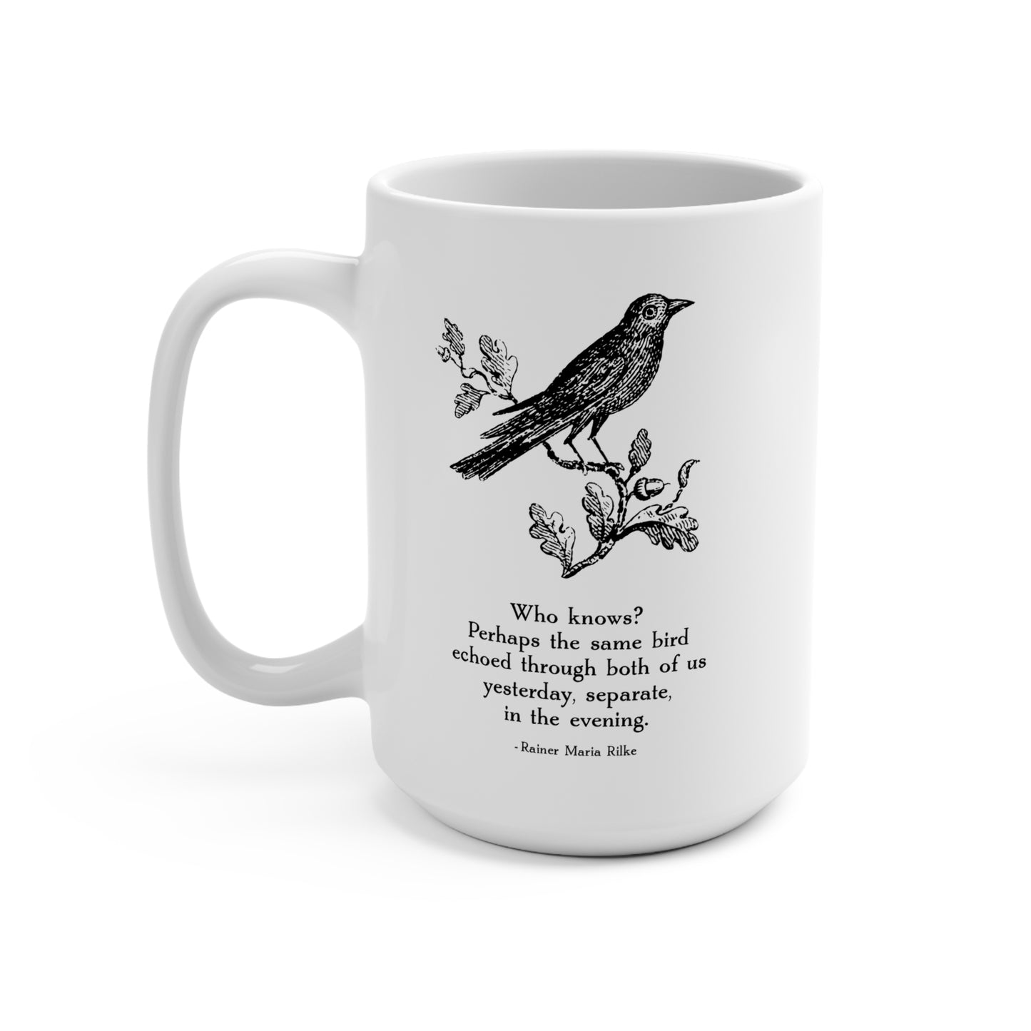 The Same Bird Mug – Rilke Quote with Vintage Bird Illustration