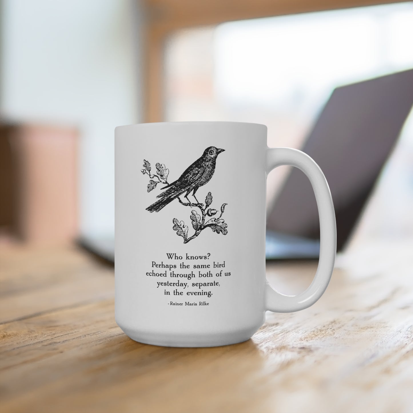 The Same Bird Mug – Rilke Quote with Vintage Bird Illustration