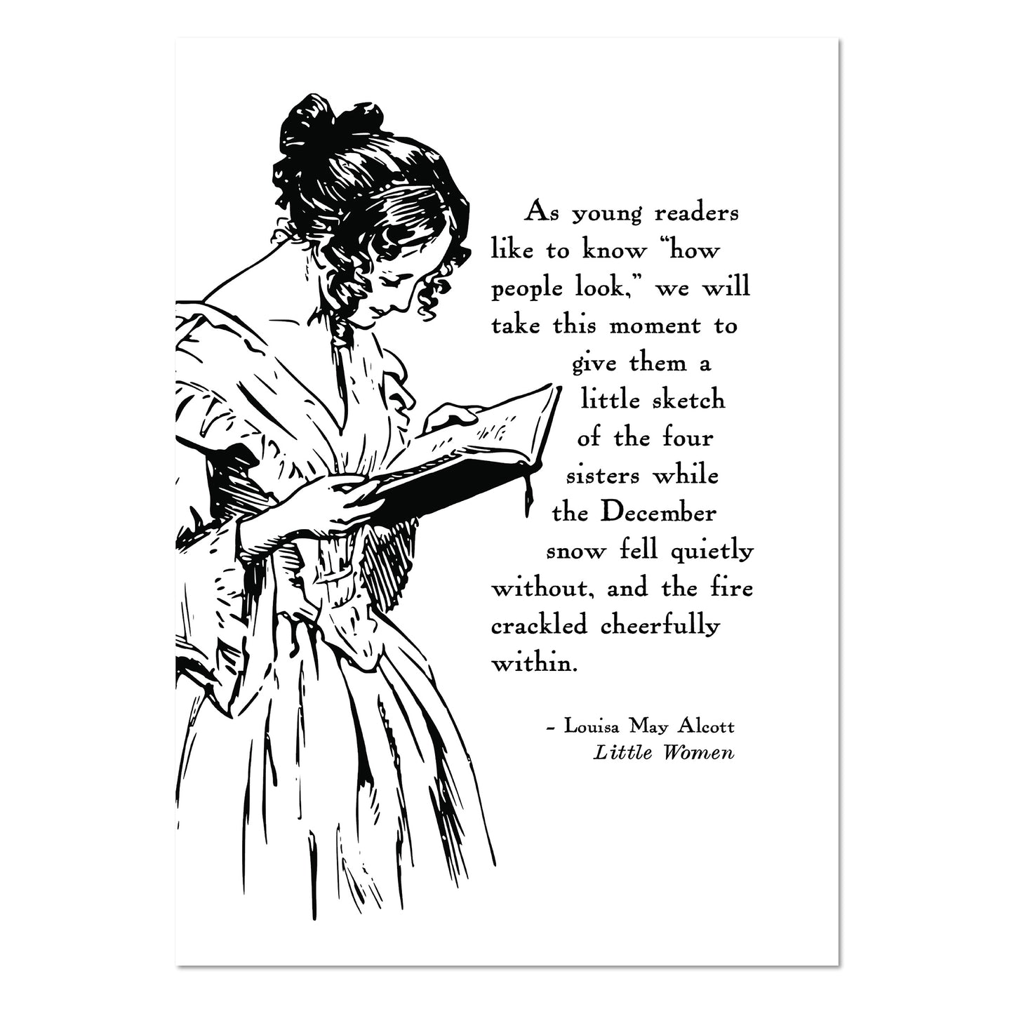 Little Women Reading – 5×7 Art Print