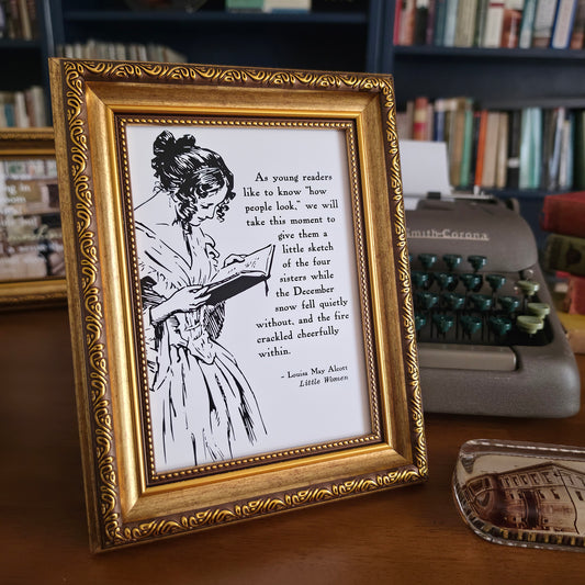 Little Women Reading – 5×7 Art Print