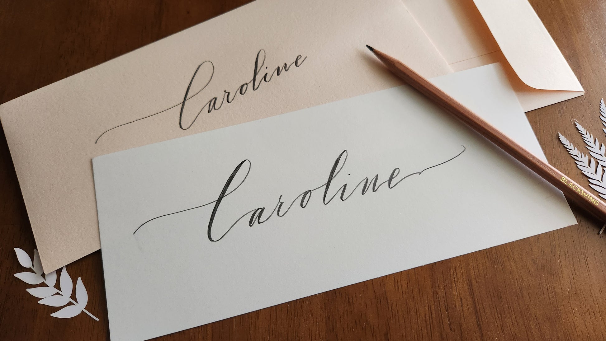 Six-Penny Stamp - handwritten pencil calligraphy 