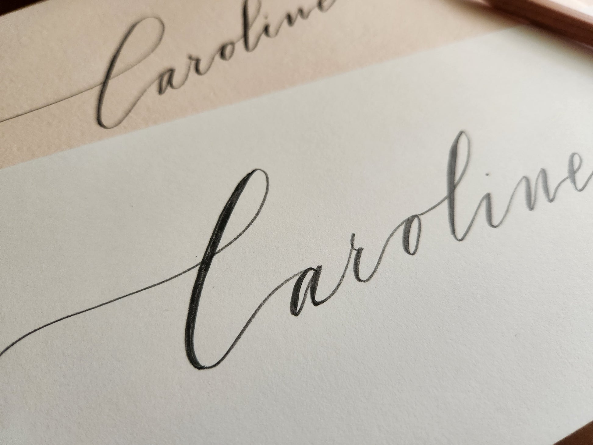 Six-Penny Stamp - handwritten pencil calligraphy 