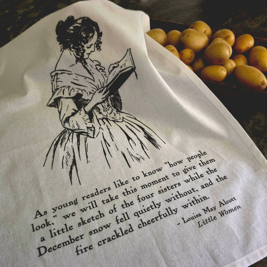 Little Women Reading Tea Towel